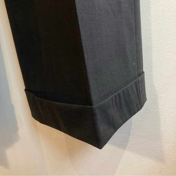 BAIA Sz 8 97% Wool 3% Lycra Unlined Wide Leg Pockets Cuffed Hem Pants Trousers - Picture 4 of 8